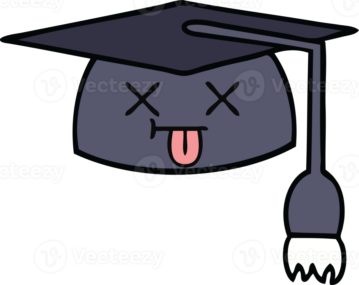 cute cartoon of a graduation hat png