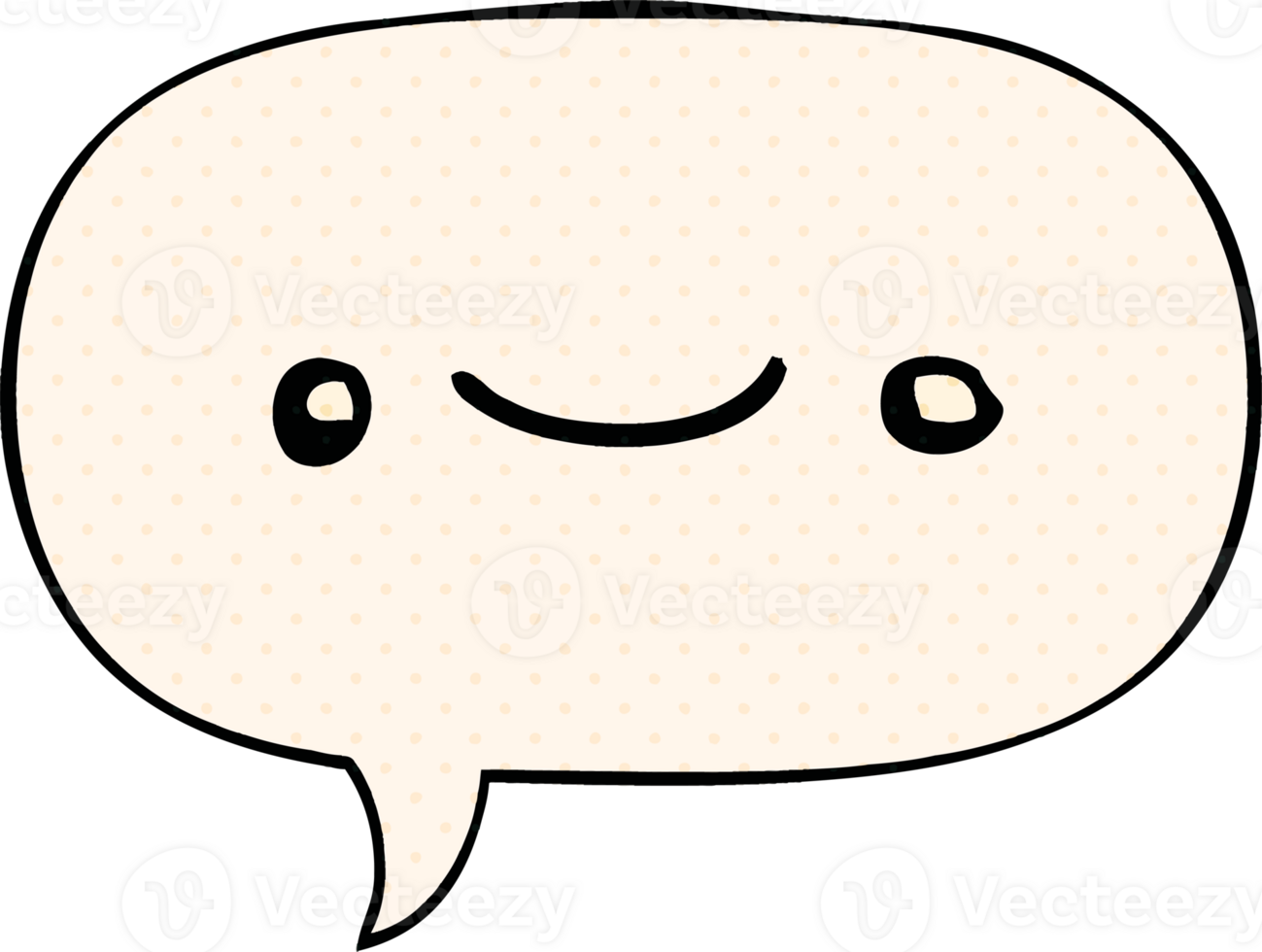 happy cartoon face with speech bubble in comic book style png