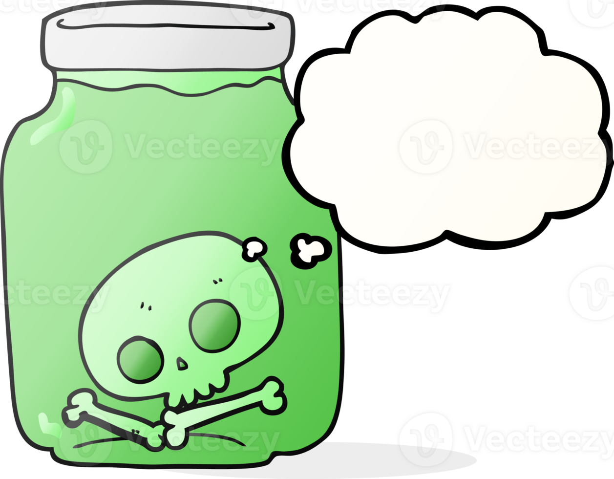 hand drawn thought bubble cartoon jar with skull png