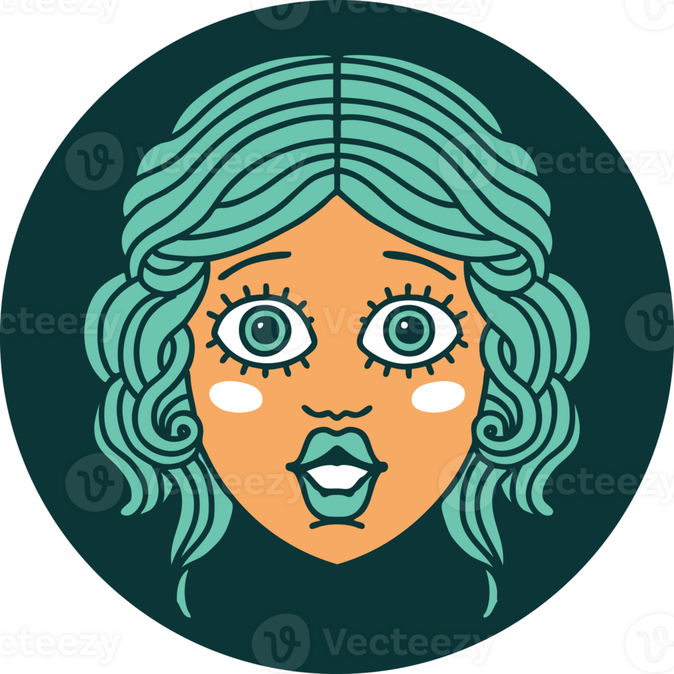 iconic tattoo style image of female face png