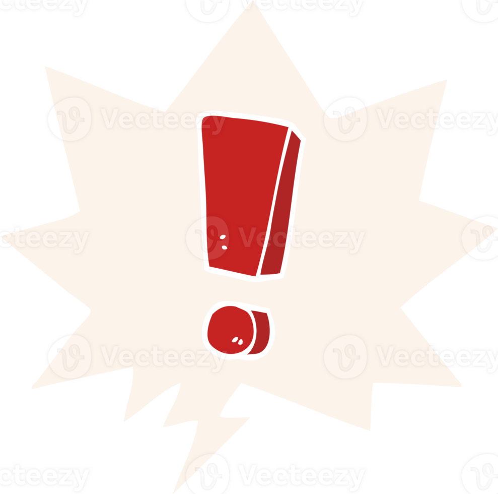 cartoon exclamation mark with speech bubble in retro style png