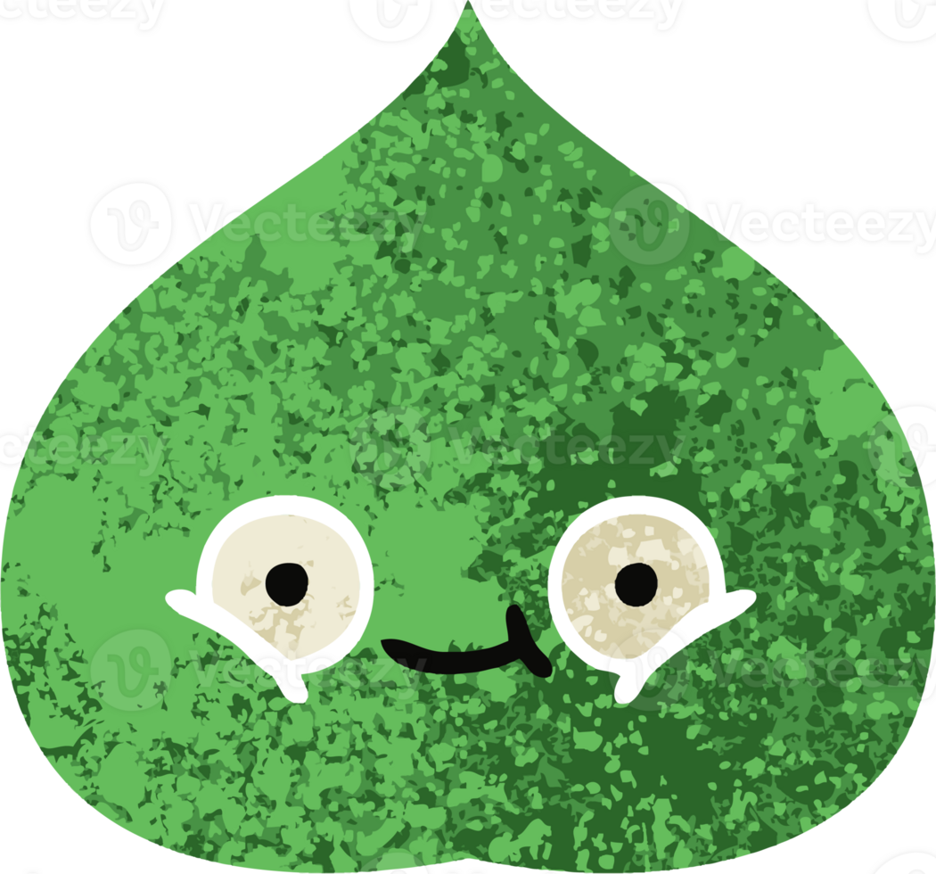 retro illustration style cartoon of a expressional leaf png