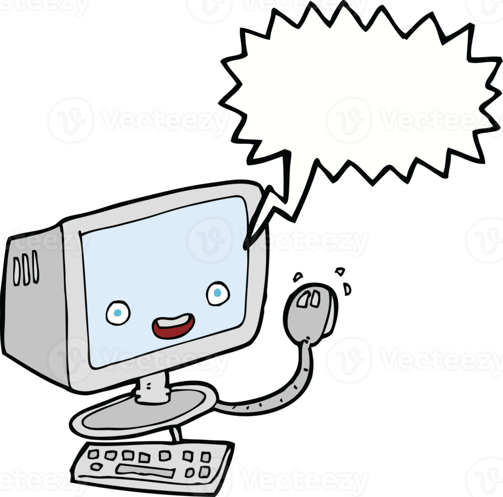 cartoon computer with speech bubble png