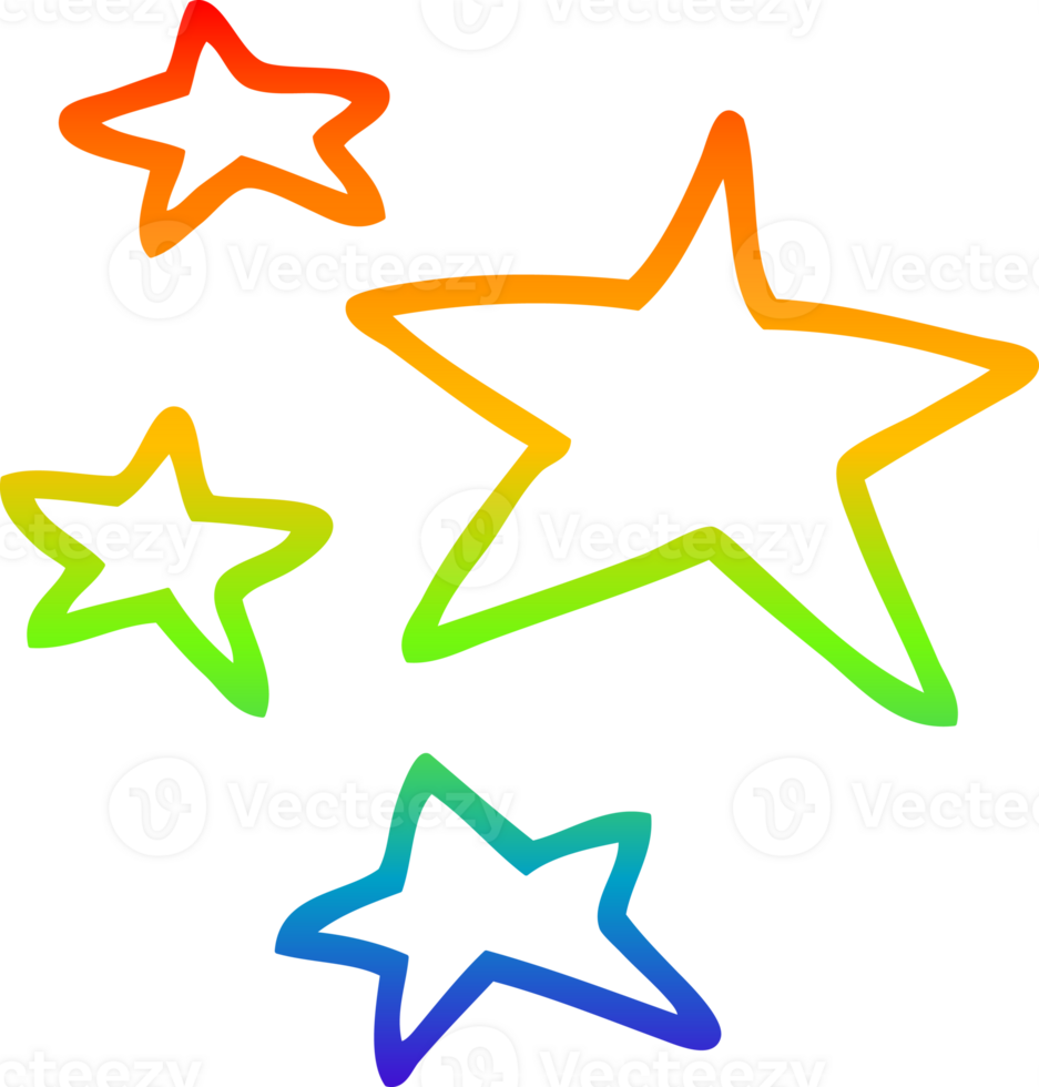 rainbow gradient line drawing of a cartoon stars png