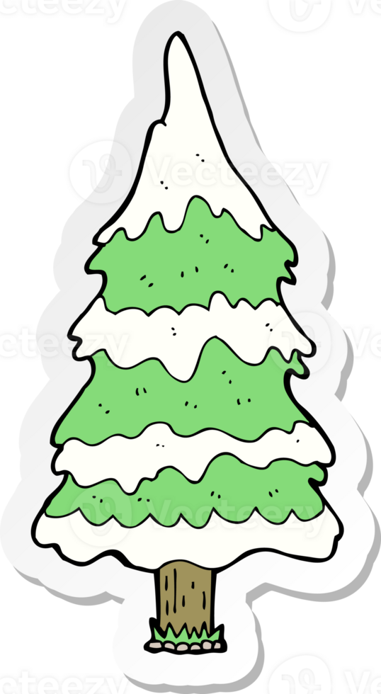 sticker of a cartoon snowy tree png