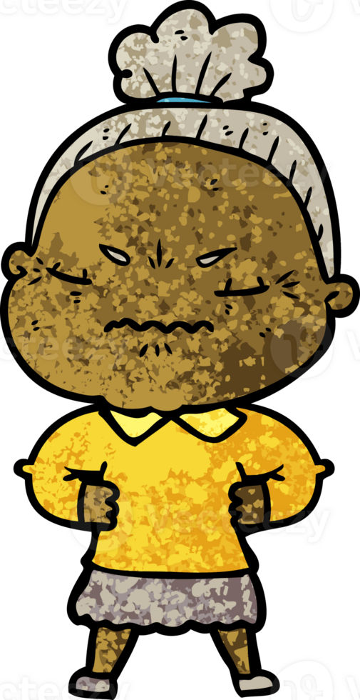 cartoon annoyed old lady png