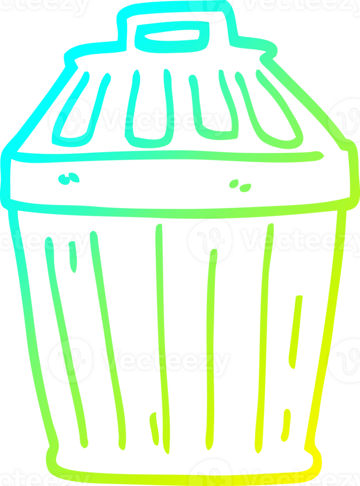 cold gradient line drawing of a cartoon waste bin png