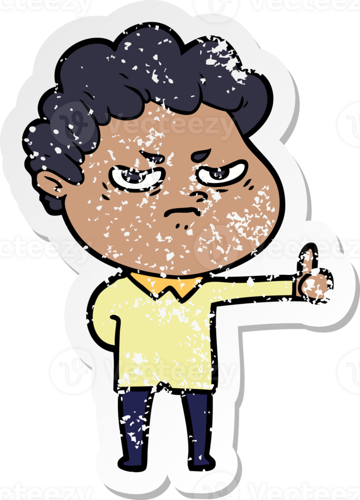 autocollant en détresse d'un homme en colère de dessin animé png
