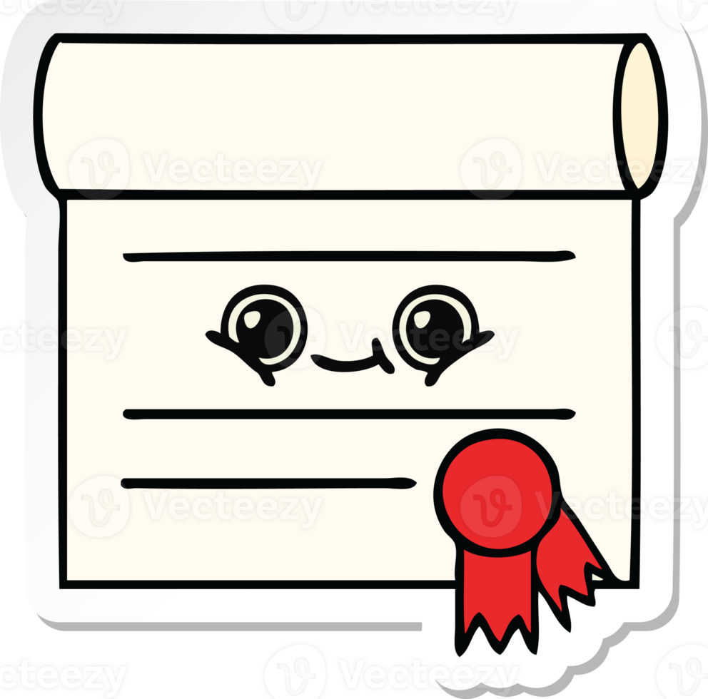 sticker of a cute cartoon certificate png