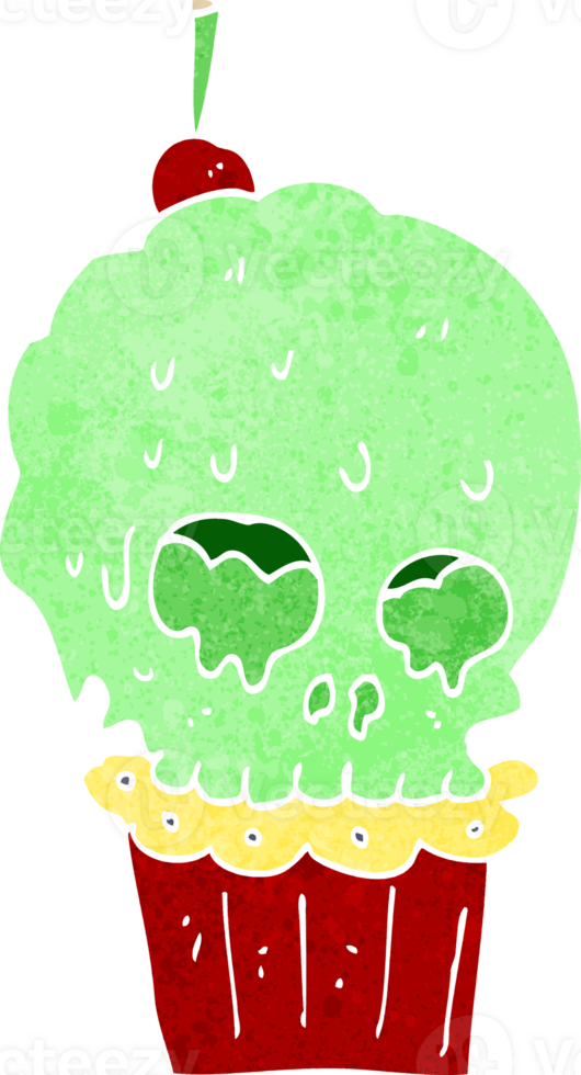 cartoon spooky skull cupcake png