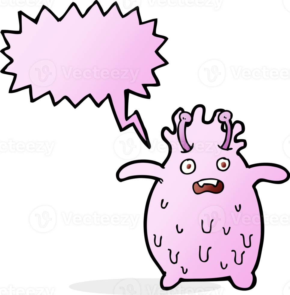 cartoon funny slime monster with speech bubble png