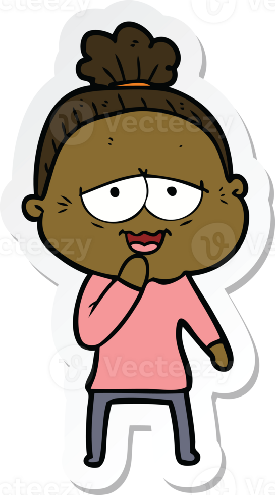 sticker of a cartoon happy old lady png