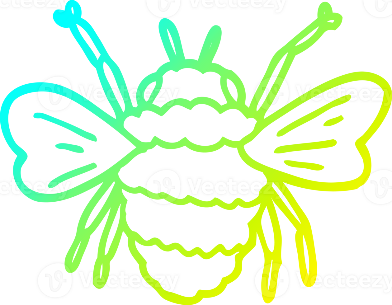 cold gradient line drawing of a cartoon bee png