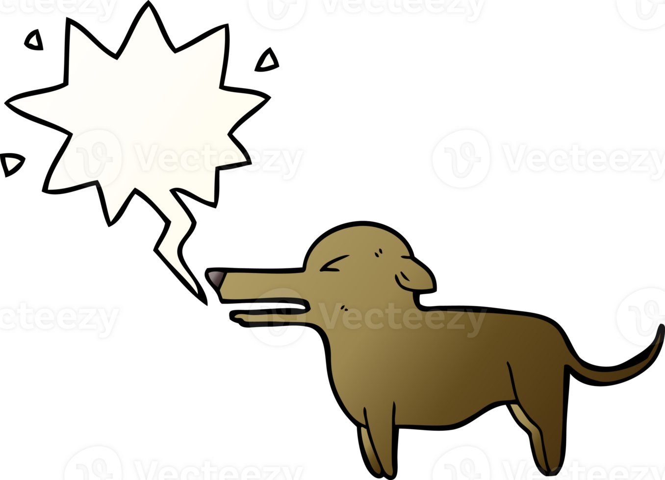cartoon dog with speech bubble in smooth gradient style png