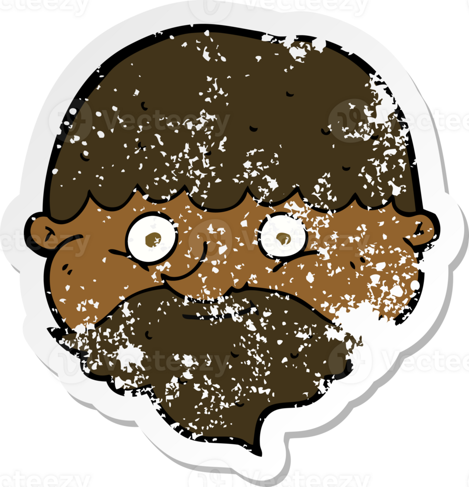 retro distressed sticker of a cartoon bearded man png