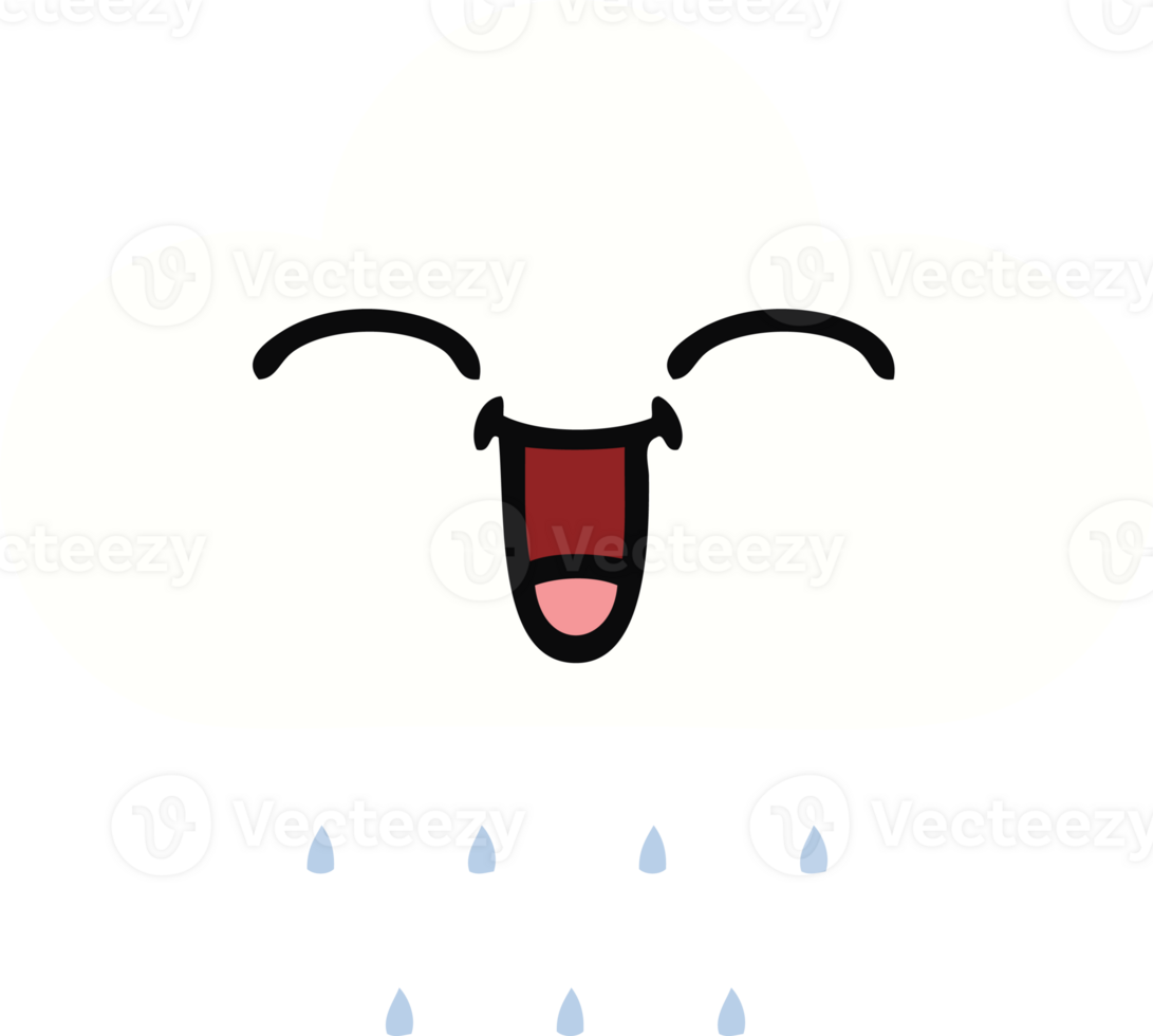 flat color retro cartoon of a rain cloud png