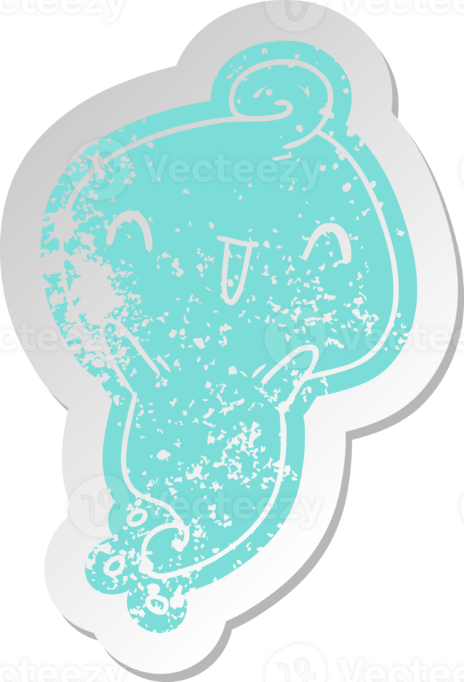 distressed old cartoon sticker kawaii cute dead ghost png