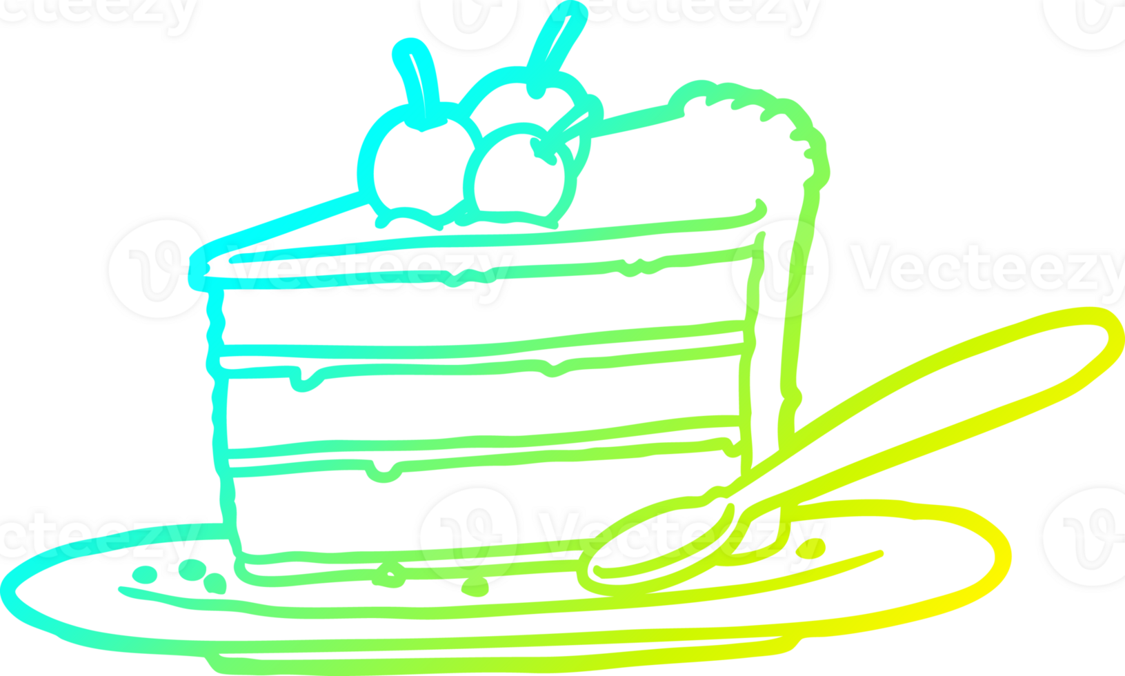 cold gradient line drawing of a expensive slice of chocolate cake png