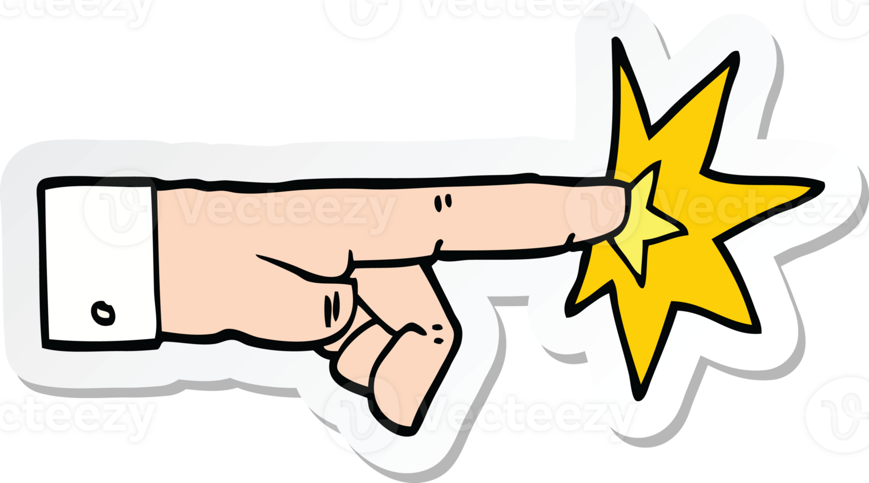 sticker of a cartoon pointing hand png