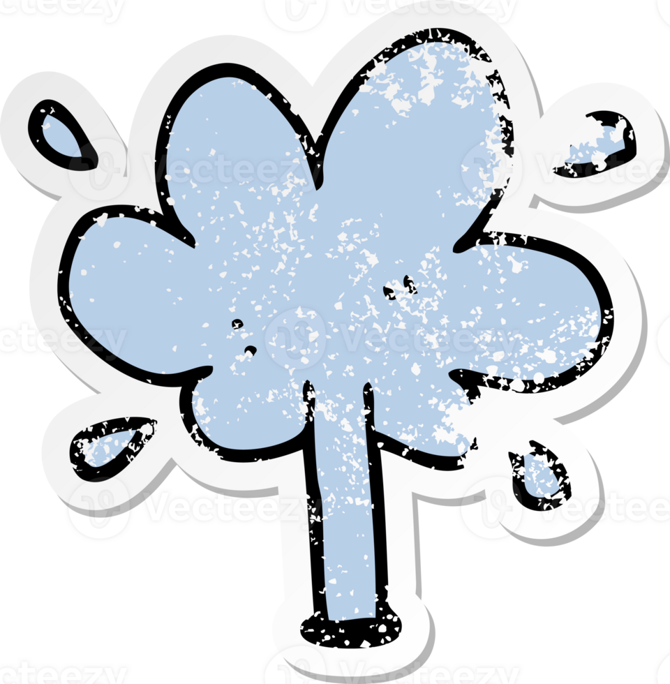 distressed sticker of a cartoon water squirt png