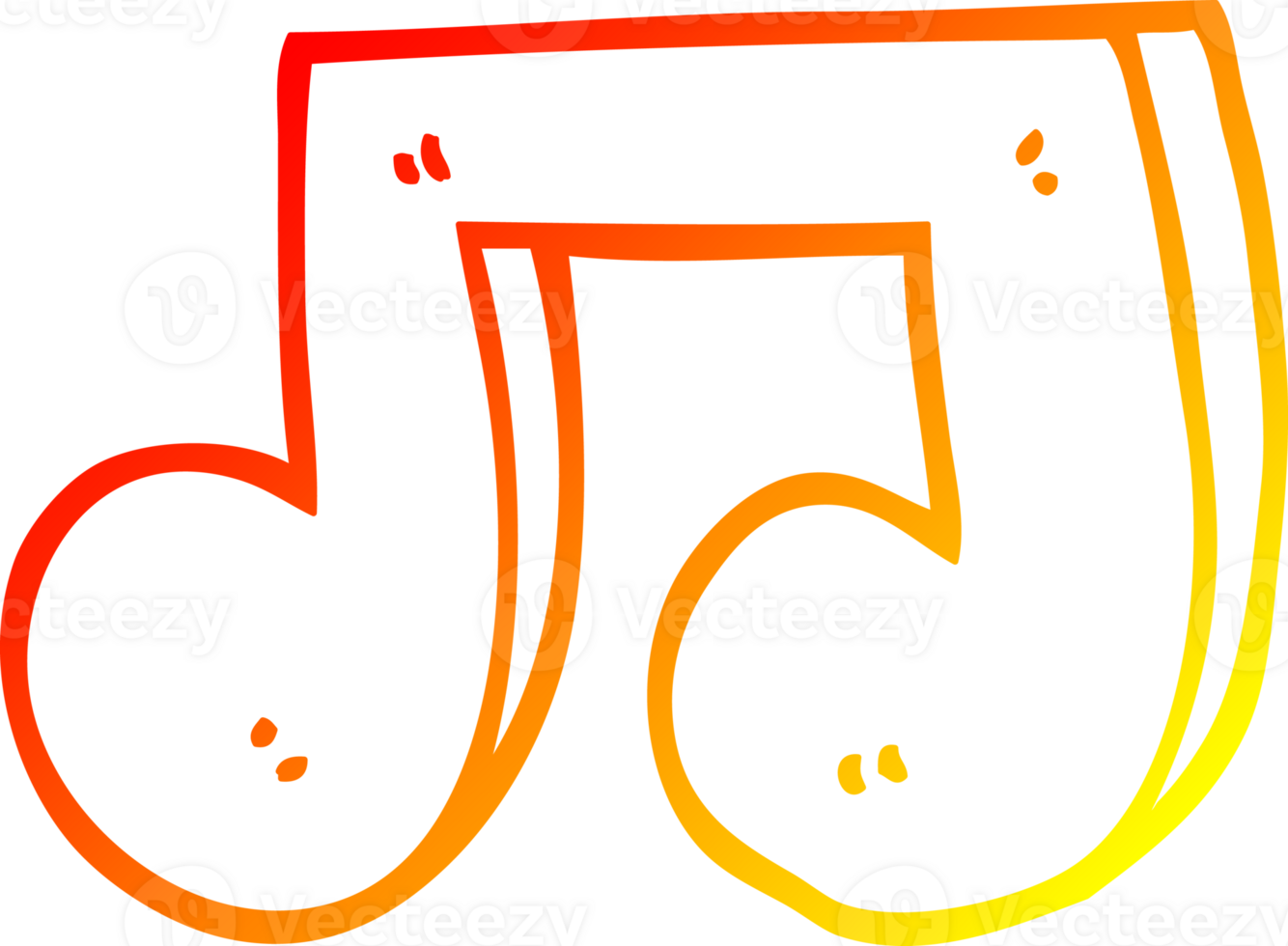 warm gradient line drawing of a cartoon musical notes png