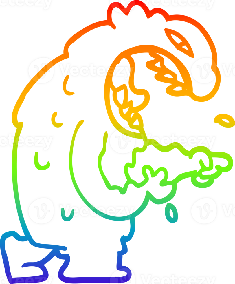 rainbow gradient line drawing of a cartoon halloween monster png