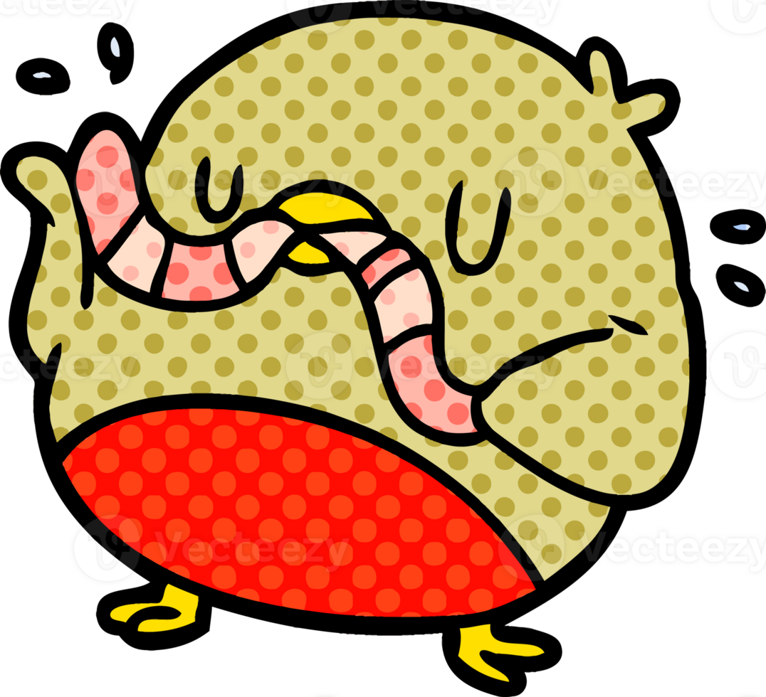cartoon bird eating worm png