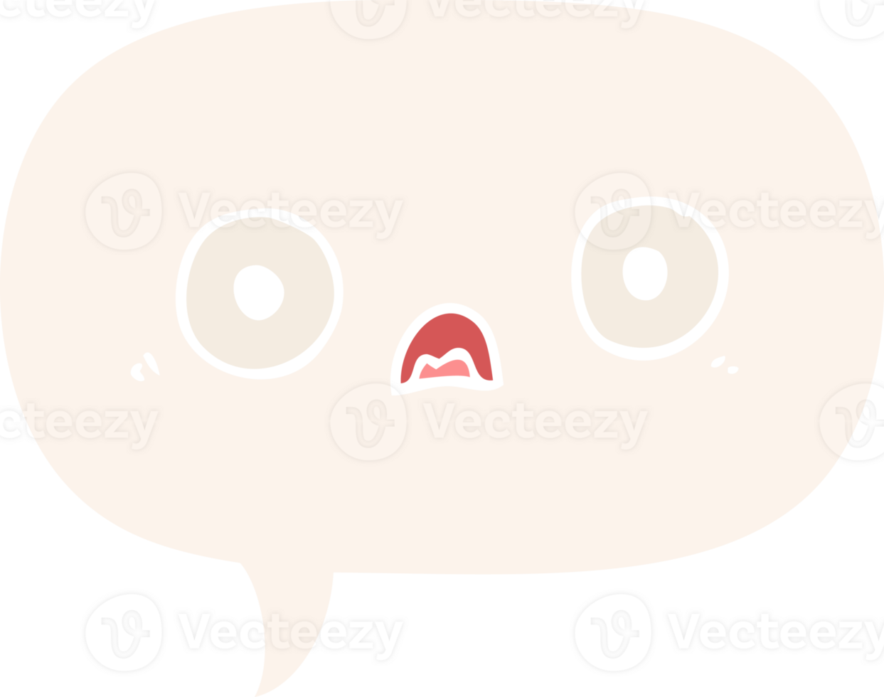 cute cartoon face with speech bubble in retro style png