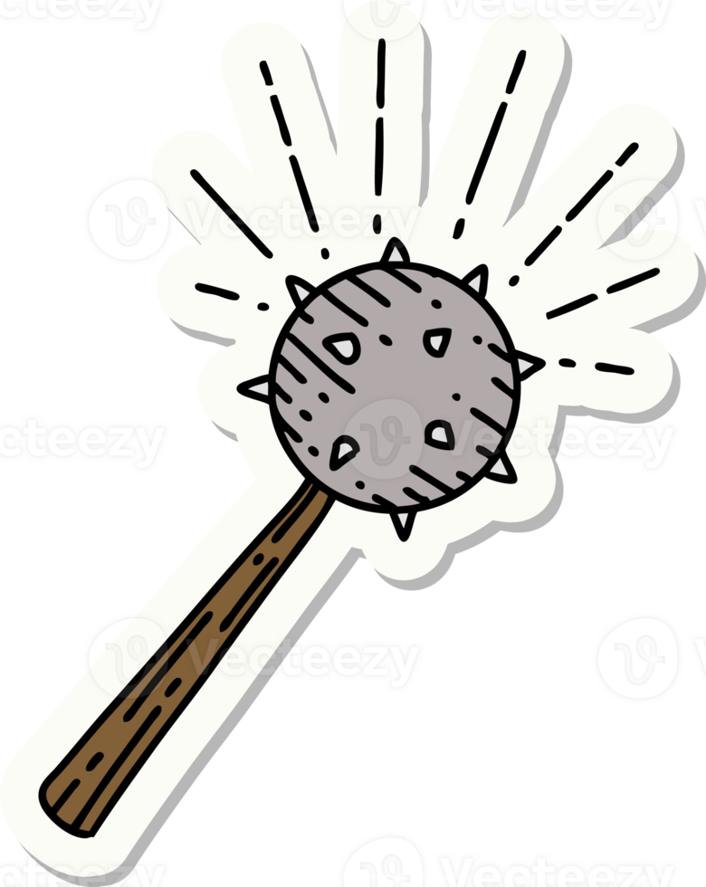 sticker of a tattoo style medieval mace png