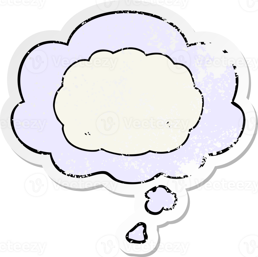 cartoon cloud with thought bubble as a distressed worn sticker png