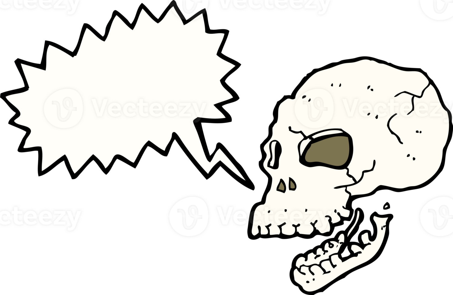 cartoon spooky skull with speech bubble png
