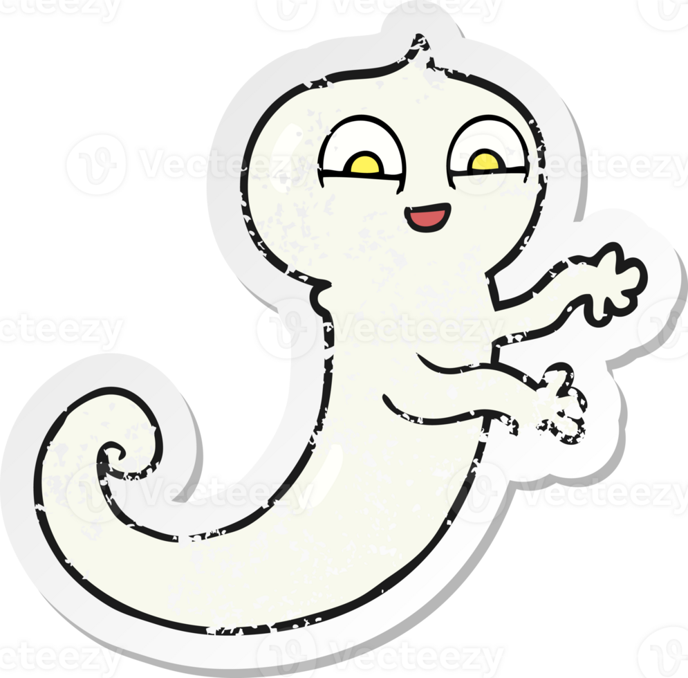 retro distressed sticker of a cartoon ghost png