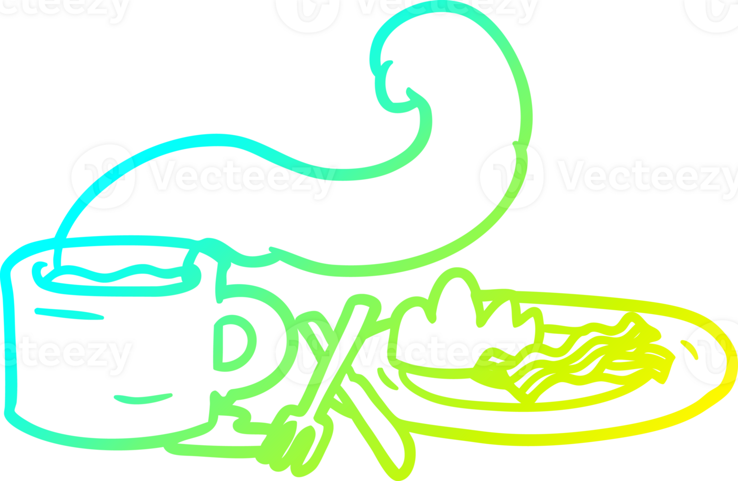 cold gradient line drawing of a breakfast of coffee and bacon png
