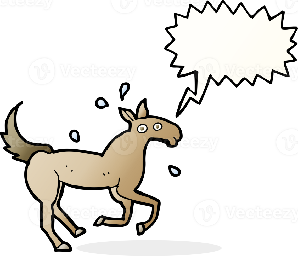 cartoon horse sweating with speech bubble png