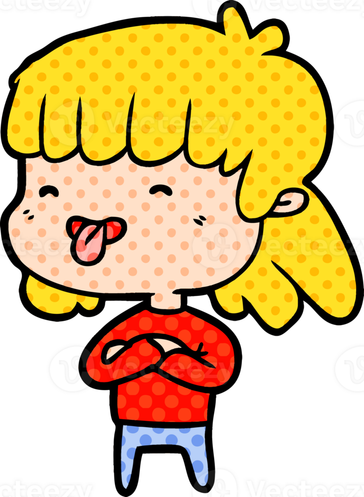 chica de dibujos animados sacando la lengua png