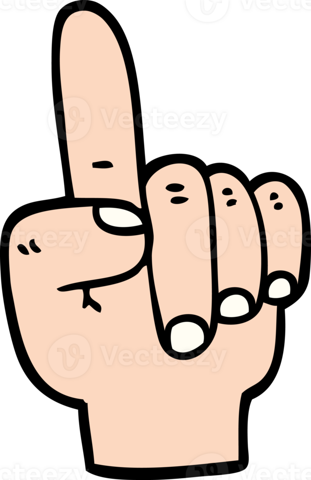 hand drawn doodle style cartoon pointing hand png