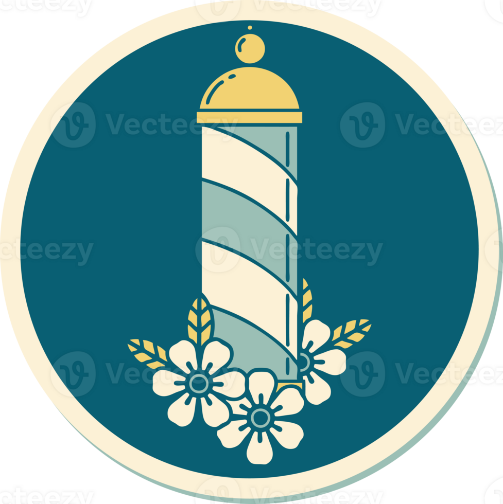 sticker of tattoo in traditional style of a barbers pole png