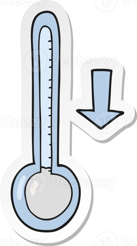 sticker of a cartoon dropping temperature png