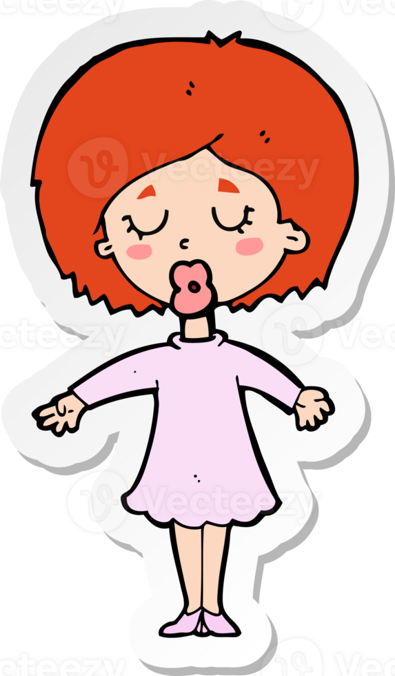 sticker of a cartoon woman in dress png