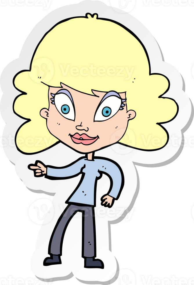 sticker of a cartoon woman pointing png