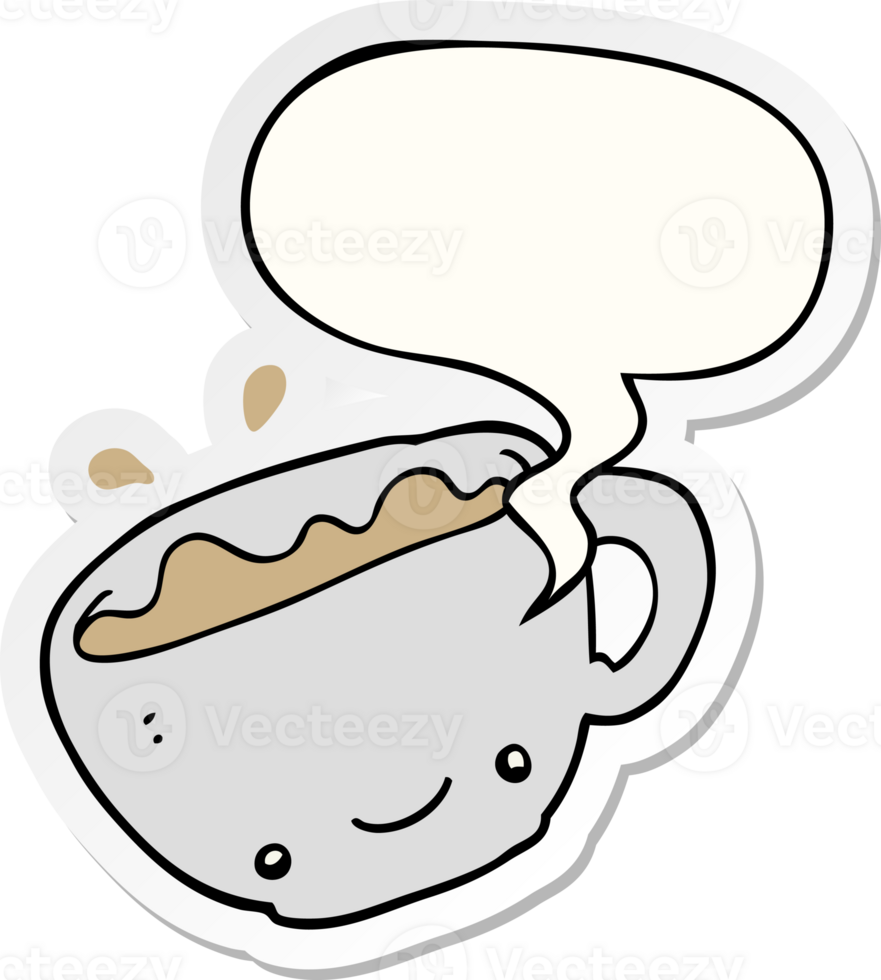 cartoon cup of coffee with speech bubble sticker png