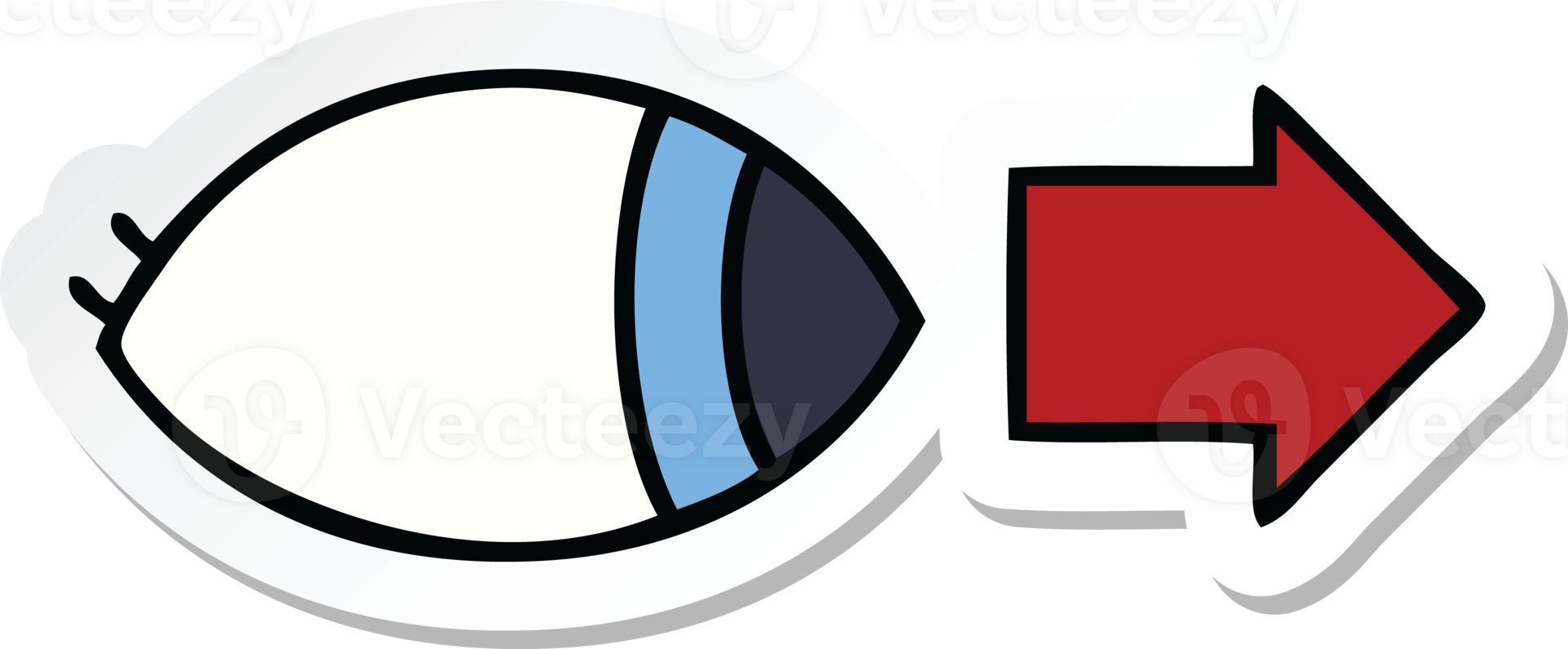 sticker of a cute cartoon eye looking to one side png