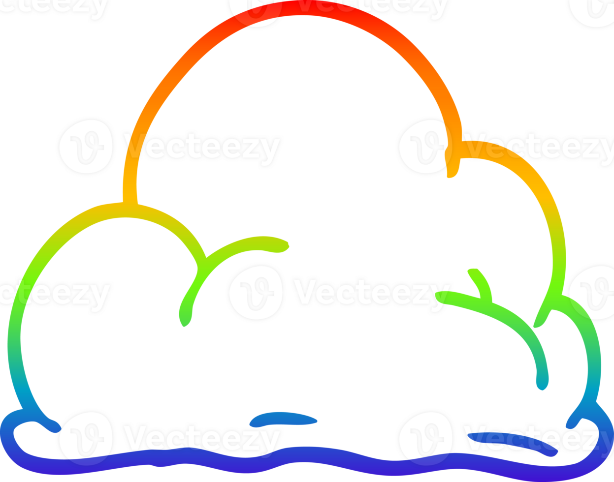 rainbow gradient line drawing of a cartoon storm cloud png