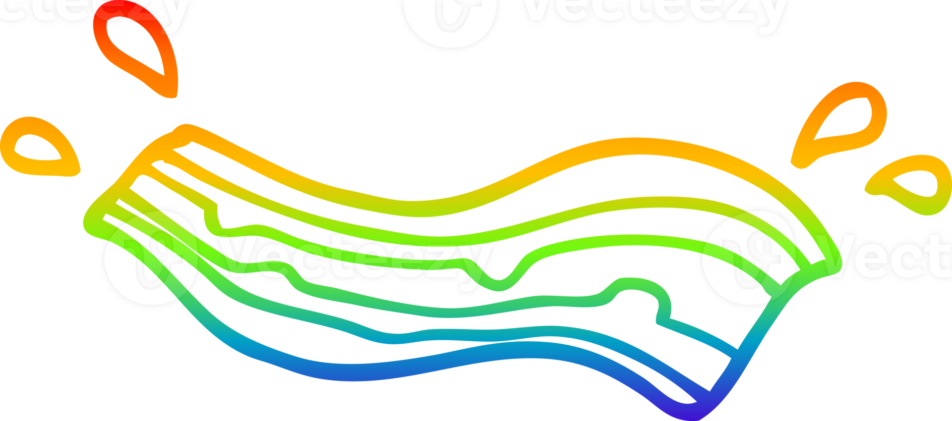 rainbow gradient line drawing of a cartoon bacon png