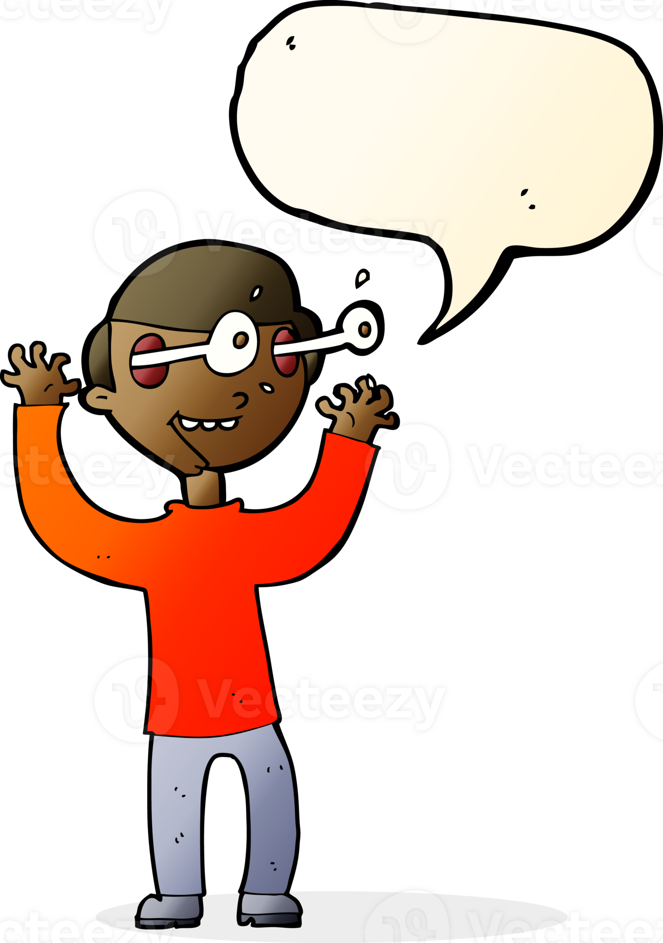 cartoon man with popping out eyes with speech bubble 40083566 PNG