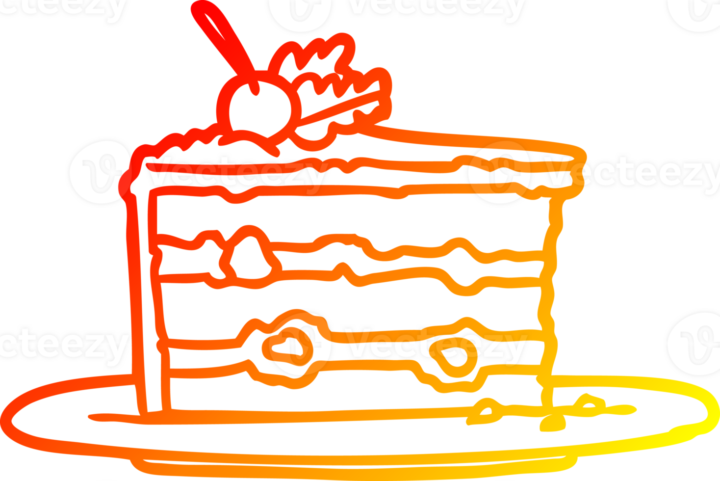 calentar degradado línea dibujo de un sabroso postre, pastel png