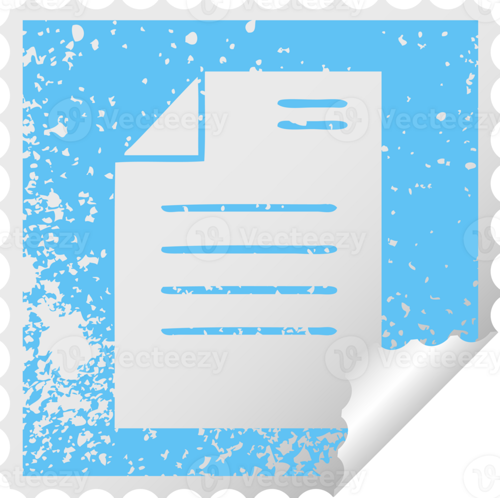 distressed square peeling sticker symbol of a sheet of paper png