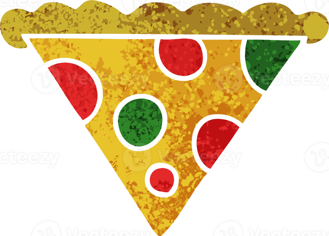 retro illustration style quirky cartoon slice of pizza png