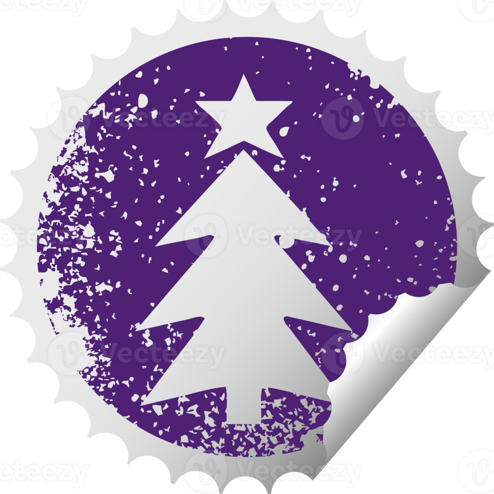 verontrust circulaire pellen sticker symbool van een Kerstmis boom png