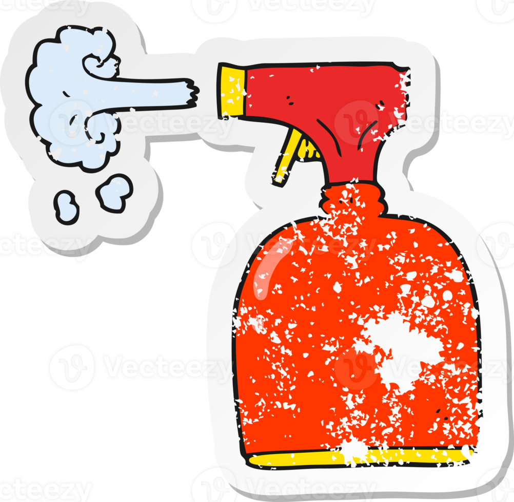retro distressed sticker of a cartoon spray bottle png